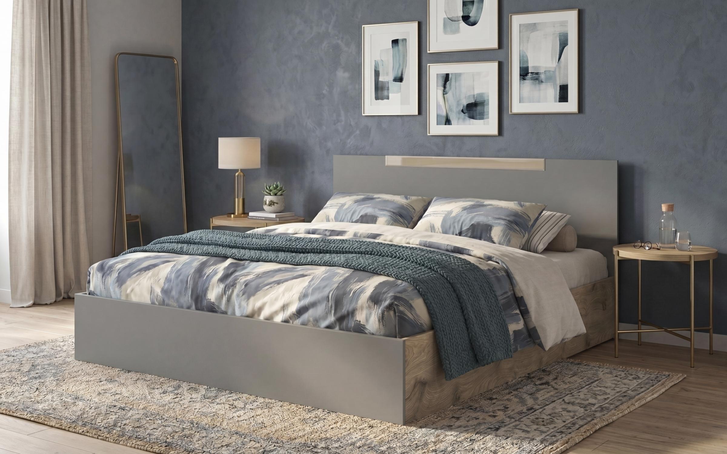 Set dormitor 160/200 Moreti, stejar scandinav deschis + antracit mat  7